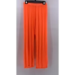 SENSATIONAL COLLECTION Women's Plus Neon Orange Mesh Wide Leg Pant SZ 1X